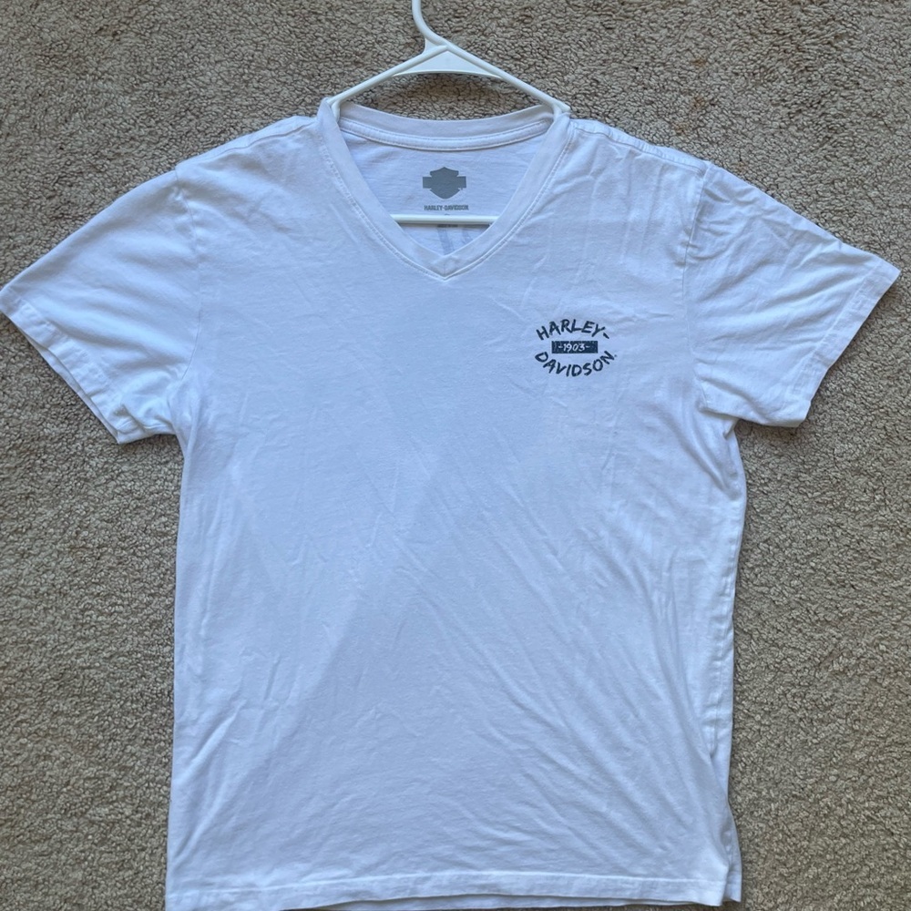 Harley Davidson 1903 White Vneck Tshirt Size M